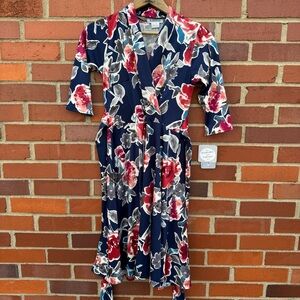 Karina Ruby Style Floral Blue Red Pink Dress The Original Easy Dress XXS NWT